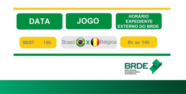 Jogo do Brasil na Copa da Rússia altera horário de expediente externo do BRDE